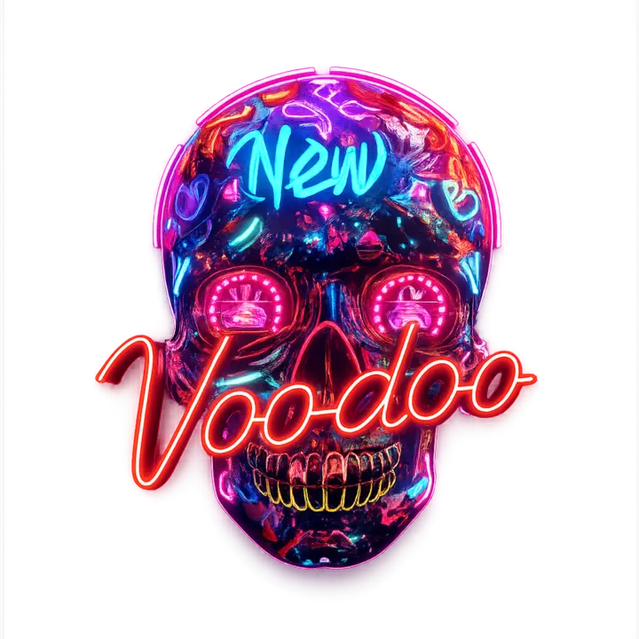 New Voodoo neon skull artwork